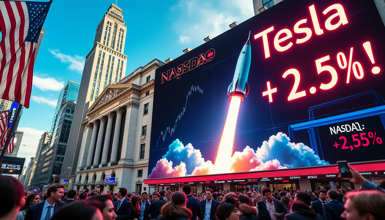 découvrez comment wall street a clôturé sur une forte progression, avec le nasdaq enregistrant une hausse de plus de 2%. analysez l'envolée impressionnante de tesla après la publication de ses résultats financiers, soulignant les tendances actuelles du marché boursier.