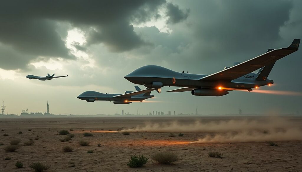 l'iran intensifie la tension régionale en déployant des drones vers l'arabie saoudite et le koweït, exacerbant les conflits au moyen-orient.