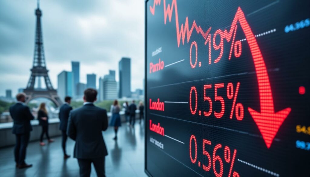 les marchés européens clôturent en légère baisse avec paris et francfort en repli de 0,19% et londres qui recule de 0,56%, reflétant une séance prudente pour les investisseurs.