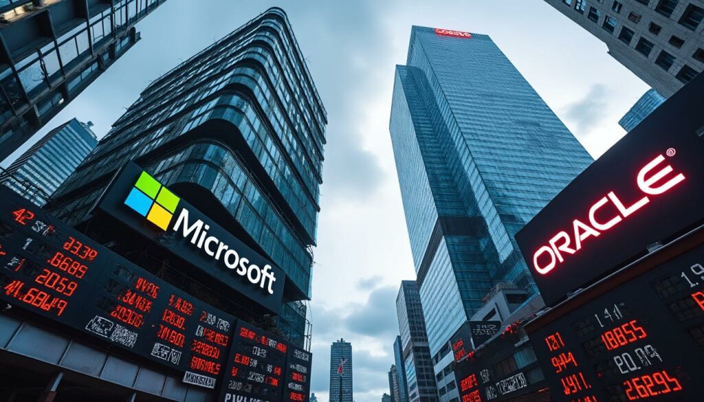 découvrez comment microsoft et oracle, deux géants de la tech américaine, affrontent des turbulences en bourse avec des destins financiers contrastés.