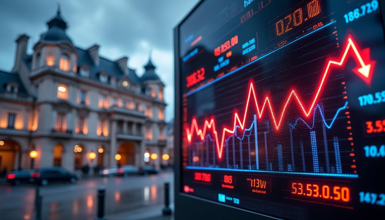 la bourse de paris recule face aux inquiétudes liées à l'inflation, alors que les taux d'intérêt augmentent fortement, impactant les marchés financiers.