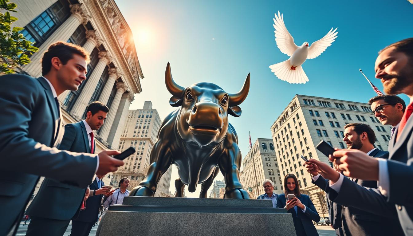 wall street ouvre en hausse, portée par les espoirs de paix au moyen-orient qui stimulent la confiance des investisseurs.